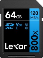 Lexar 64GB 800x Professional SDXC UHS-I U3 V30