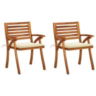 Záhradné stoličky s vankúšmi 2 ks masívne akáciové drevo