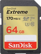 Paměťová karta SDXC SanDisk Extreme 64GB 170/80MB/s C10 V30 UHS-I U3