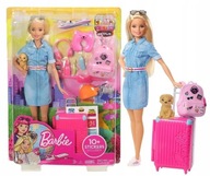 BARBIE w Podróży z Walizką i Pieskiem Zestaw Lalka Podróżniczka FWV25