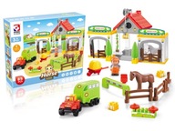 Építőkockák kicsiknek nagy FARM traktor állatkák 81 db-os