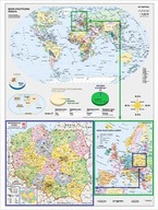 ŚWIAT POLSKA EUROPA MAPA ŚCIENNA STIEFEL DREWNIANE PÓŁWAŁKI