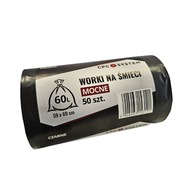 Worki na śmieci odpady super mocne LDPE 60L 50szt