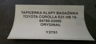 upholstery bonnet boot TOYOTA COROLLA E21 HB 19- original 64780-02060