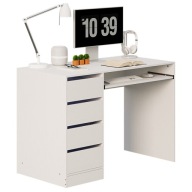 SZÁMÍTÓGÉPASZTAL IFJÚSÁGI FEHÉR MODERN ASZTAL FIÓKOKKAL ÉS POLCOKKAL