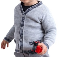 Rozopínateľný šedý sveter pre chlapca 98