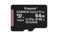 Kingston Karta pamięci microSD 64GB Canvas Select Plus 100MB/s SDCS2/64GBSP