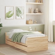 vidaXL Rama łóżka z szufladami, dąb sonoma, 90x190 cm, 3207352
