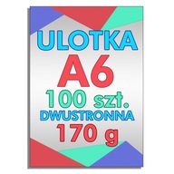 Ulotka A6 100 szt. dwustronna, Papier Kreda 170g