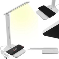 Lampka LED biurkowa na biurko do odrabiania lekcji z ładowarką indukcyjną