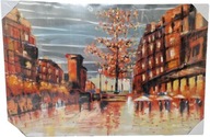Obraz Na Płótnie Abstrakcyjny Stare Miasto 120/80cm Ręcznie Malowany
