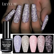 Lilycute 2PCS/SET Reflective Silver Glitter Top Coat Nail Gel Polish