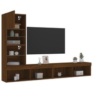 4-dielna sada TV nábytku s LED hnedým dubom