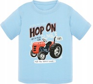 Koszulka błękitna T-shirt chłopięcy traktor 122/128 5 6 lat