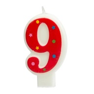 Świeczka urodzinowa Cyferka 9, Czerwona, 8 cm