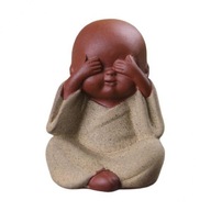 Śliczne małe ceramiczne posągi Buddy mnich 3x
