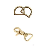 2 Sets Brass Lobster Clasp Swivel Snap With D