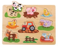 Puzzle Drewniane z Uchwytami Farma dla dzieci 9 el