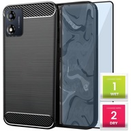 ETUI DO MOTOROLA MOTO E13 | PANCERNE KARBON CASE CZARNE | OBUDOWA +SZKŁO