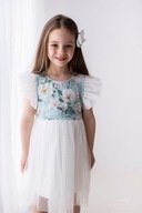 Sukienka dla dziewczynki z tiulem w kwiaty na mięcie Lily Grey rozmiar 140
