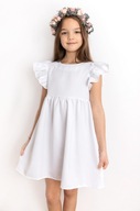 Biała sukienka dla dziewczynki z falbanką Lily Grey LITTLE WINGS r.140
