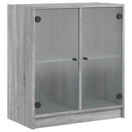 vidaXL Skrinka so sklenenými dverami, sivý dub sonoma, 68x37x75,5 cm