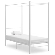 Rama łóżka z baldachimem, biała, metalowa, 90 x 20