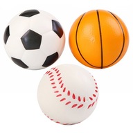 3x PENOVÁ LOPTA SPORT FAREBNÁ ANTISTRESOVÁ HRAČKA ĽAHKÁ MÄKKÁ 7 cm