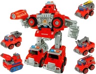 SADA 5v1 SKRÚTENÝ ROBOT HASIČSKÉ AUTO STRÁŽ 9677