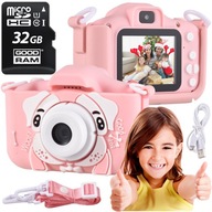 Detský fotoaparát R2 X5 psík 8 Mpx odtiene ružovej + SD karta Goodram S1A0 32 GB
