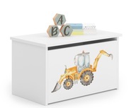 KOBI Box na hračky DARIA 42x40x73 cm biely s potlačou žltého rýpadla