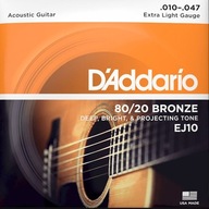 D'ADDARIO 80/20 Bronze Wound EJ10 struny (10-47)