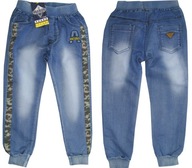 98-104 (4) Spodnie JEANS chłopięce JOGGERY lampas