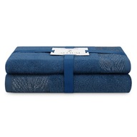 Granatowy komplet bawełnianych ręczników 2 sztuki