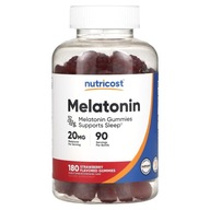 Nutricost, Melatonin Gummies, Strawberry, 20 mg , 180 Gummies (10 mg per Gu