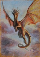 DRAK dragon fantasy pastelová olejová A3