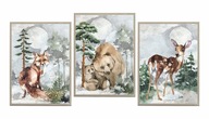 Sada 3 plagátov zvieratá les forest legendy A4