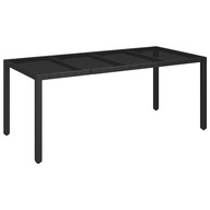 vidaXL Záhradný stôl so sklenenou doskou, čierny, 190x90x75 cm