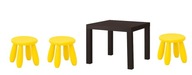 IKEA LACK Konferenčný stolík + MAMMUT 3 Detské žlté stoličky