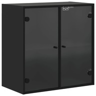 Szafka wisząca ze szklanymi drzwiami, czarna, 68x37x68,5 cm