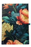 NAPTÁR NAPI HATÁRIDŐNAPLÓ B6 2026 METÁL FÉNYES VIRÁG MINTA 2