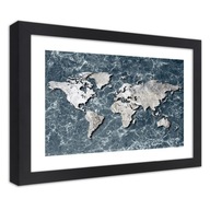 Obraz v ráme, Mapa sveta na mramore - 90x60