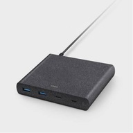 UNIQ Ład. siec. HUB Surge 90W czarny /charcoal black 2xUSB Quick Charge 3.0