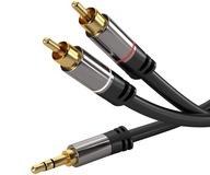 PremiumCord HQ tienený kábel stereo Jack 3.5mm-2xCINCH M/ M 3m kjqcin3