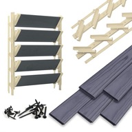 Mozgatható deszkák Grafit 5 db Shutters rendszer HDPE Terasz redőnyök Bézs