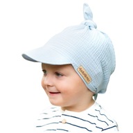 Chlapčenská šatka na hlavu mušelínová detská šatka so šiltom modrá
