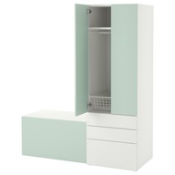 IKEA SMASTAD / PLATSA Regał, 150x57x181 cm biały/jasnozielony z ławką