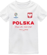 Detské tričko fanúšik POĽSKO EURO 2024 s erbom Detské tričko