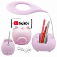 ASZTALI LÁMPA MALAC LED TÁROLÓVAL TELEFON ÁLLVÁNY GYEREKEKNEK