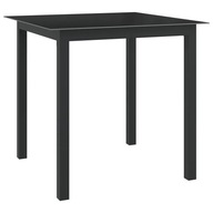Záhradný stôl čierny 80x80x74 cm hliník a sklo